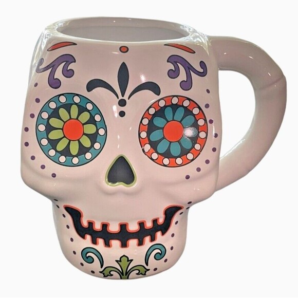 Halloween Sugar Skull Day Of The Dead 3D Día De Los Muertos Figural Mug 18oz - Picture 1 of 10